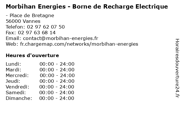 Morbihan Energies - Borne de Recharge Electrique à Vannes: adresse et heures d'ouverture