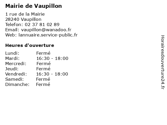 Mairie de Vaupillon à Vaupillon: adresse et heures d'ouverture
