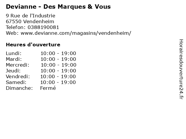 ᐅ Horaires D Ouverture Devianne 9 Rue De L Industrie A Vendenheim ᐅ Horaires D Ouverture Devianne 9 Rue De L Industrie A Vendenheim