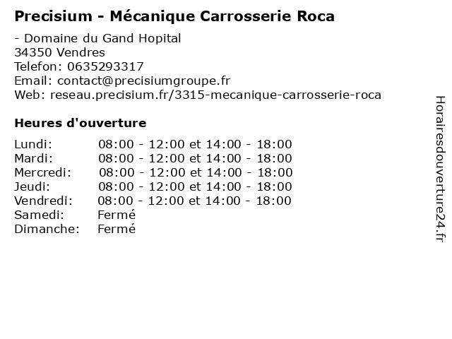 Precisium - Mécanique Carrosserie Roca à Vendres: adresse et heures d'ouverture