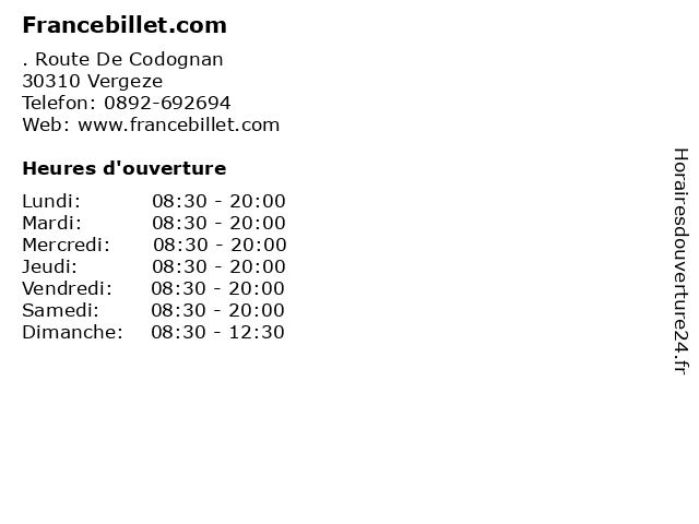 Francebillet.com à Vergeze: adresse et heures d'ouverture