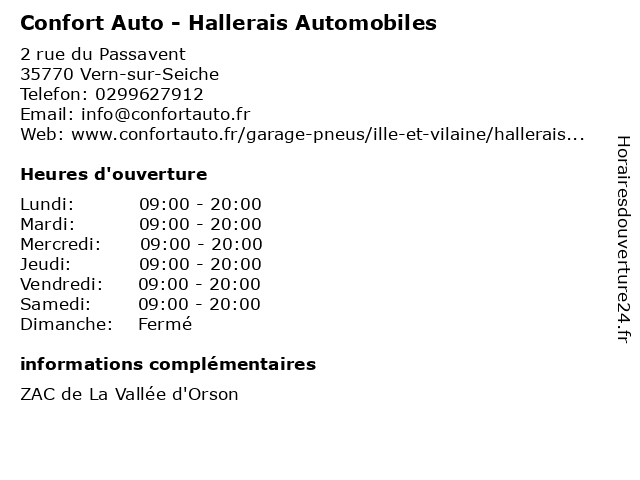 Confort Auto - Hallerais Automobiles à Vern-sur-Seiche: adresse et heures d'ouverture