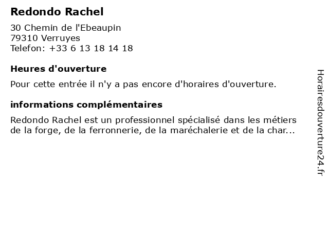 Redondo Rachel à Verruyes: adresse et heures d'ouverture