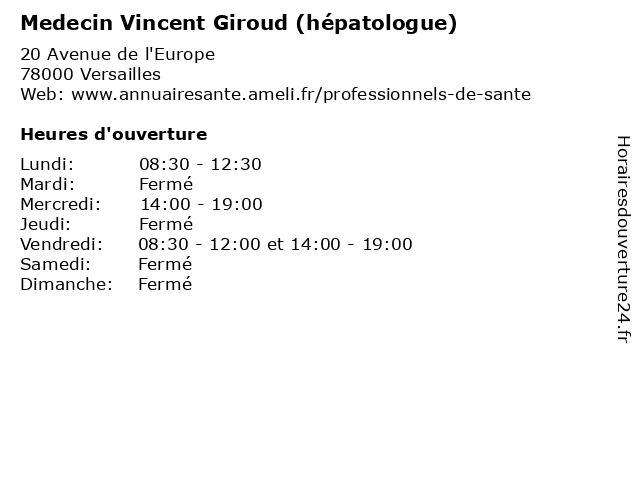 Medecin Vincent Giroud (hépatologue) à Versailles: adresse et heures d'ouverture