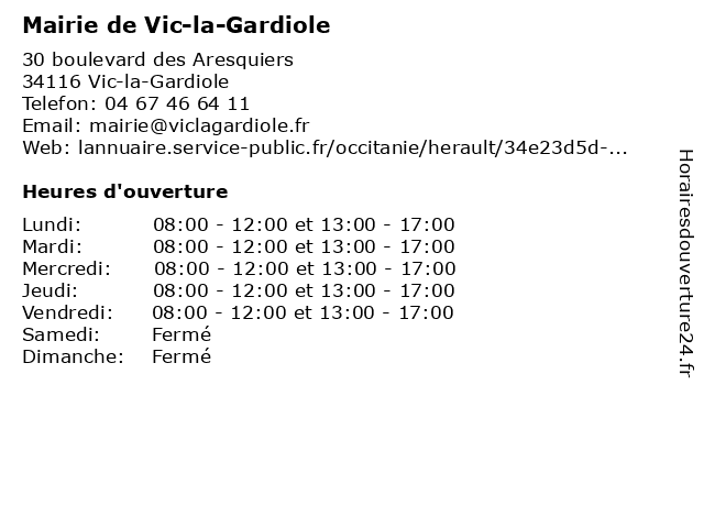 Mairie de Vic-la-Gardiole à Vic-la-Gardiole: adresse et heures d'ouverture