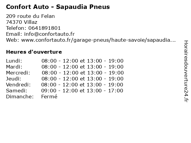 Confort Auto - Sapaudia Pneus à Villaz: adresse et heures d'ouverture