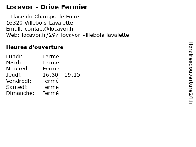 Locavor - Drive Fermier à Villebois-Lavalette: adresse et heures d'ouverture