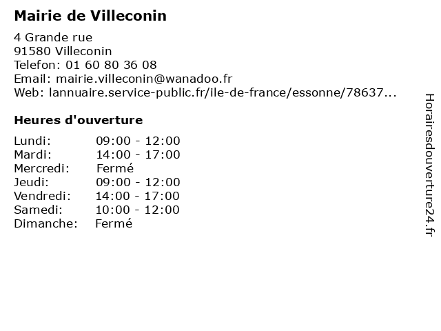 Mairie de Villeconin à Villeconin: adresse et heures d'ouverture