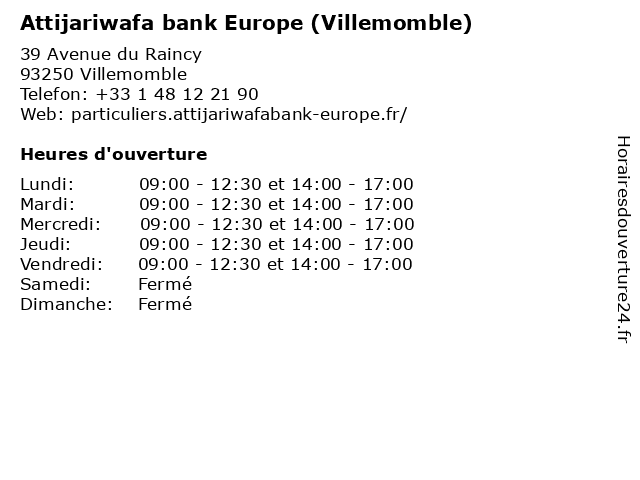 ᐅ Attijariwafa Bank Europe - Horaires d'ouverture | 39 ...