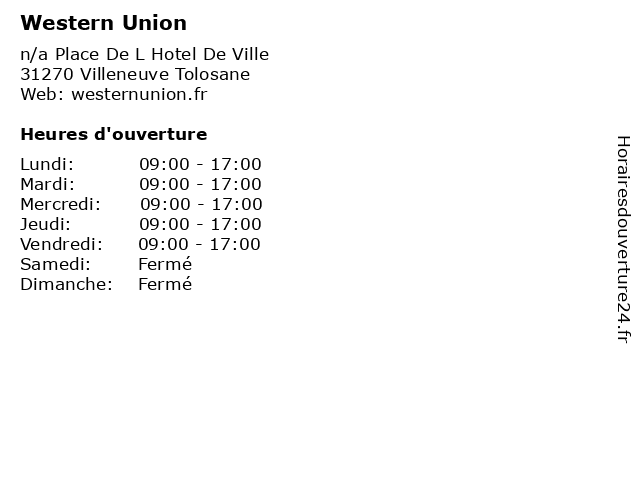 Western Union à Villeneuve Tolosane: adresse et heures d'ouverture