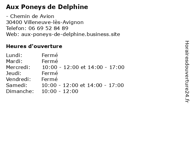 Aux Poneys de Delphine à Villeneuve-lès-Avignon: adresse et heures d'ouverture