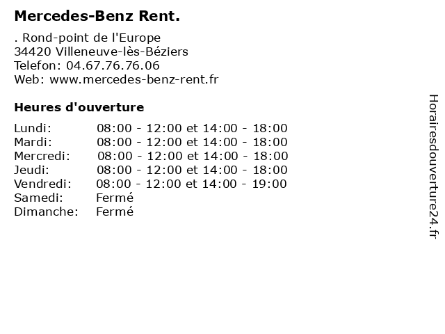 Mercedes-Benz Rent. à Villeneuve-lès-Béziers: adresse et heures d'ouverture