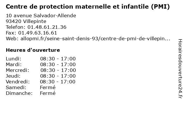 Centre de protection maternelle et infantile (PMI) à Villepinte: adresse et heures d'ouverture