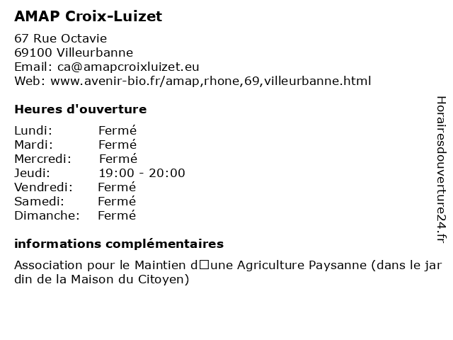 AMAP Croix-Luizet à Villeurbanne: adresse et heures d'ouverture