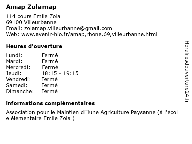 Amap Zolamap à Villeurbanne: adresse et heures d'ouverture