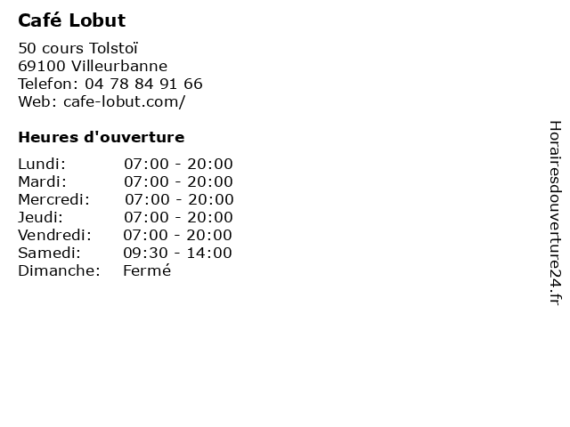 Café Lobut à Villeurbanne: adresse et heures d'ouverture