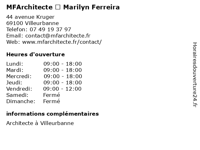 MFArchitecte – Marilyn Ferreira à Villeurbanne: adresse et heures d'ouverture