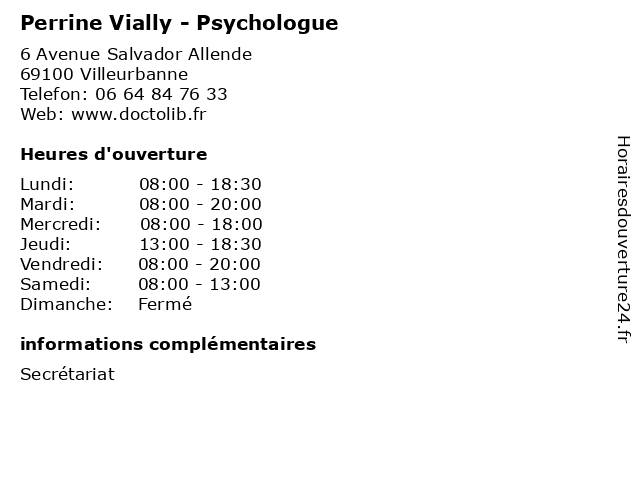 Perrine Vially - Psychologue à Villeurbanne: adresse et heures d'ouverture