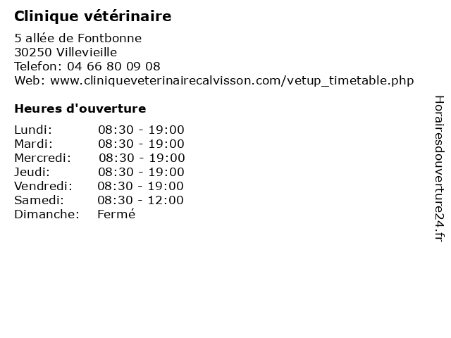 Clinique vétérinaire à Villevieille: adresse et heures d'ouverture