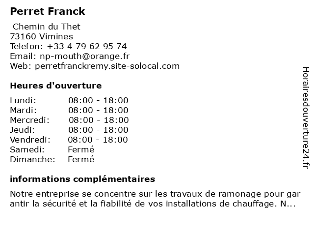 Perret Franck à Vimines: adresse et heures d'ouverture
