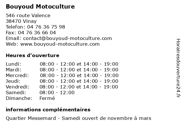 Bouyoud Motoculture à Vinay: adresse et heures d'ouverture