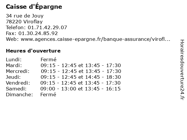 Horaires Caisse D'épargne Marseille ᐅ Horaires d'ouverture „Caisse d'Épargne“ | 34 rue de Jouy à Viroflay