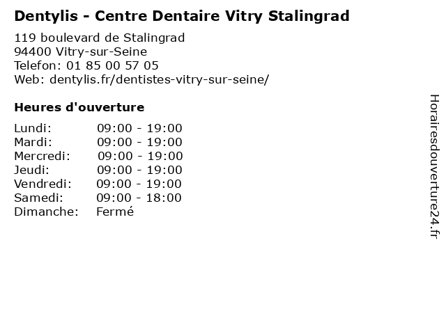 Dentylis - Centre Dentaire Vitry Stalingrad à Vitry-sur-Seine: adresse et heures d'ouverture