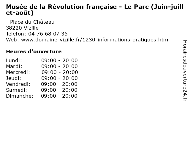 Musée de la Révolution française - Le Parc (Juin-juillet-août) à Vizille: adresse et heures d'ouverture