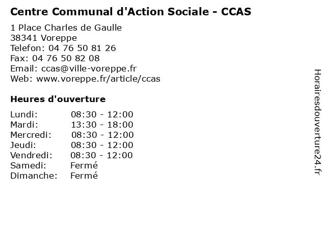 Centre Communal d'Action Sociale - CCAS à Voreppe: adresse et heures d'ouverture