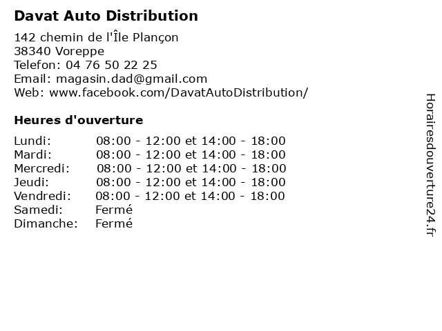 Davat Auto Distribution à Voreppe: adresse et heures d'ouverture