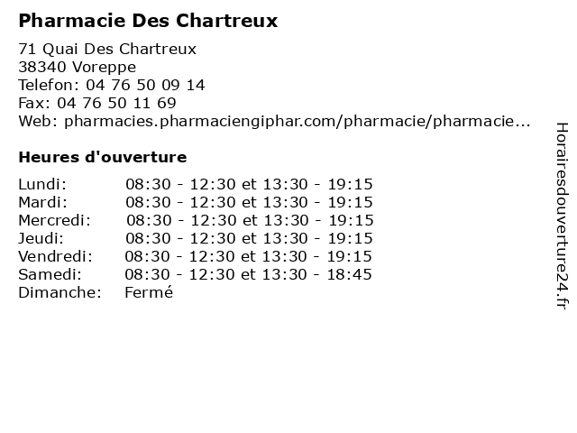 Pharmacie Des Chartreux à Voreppe: adresse et heures d'ouverture