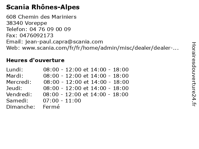 Scania Rhônes-Alpes à Voreppe: adresse et heures d'ouverture