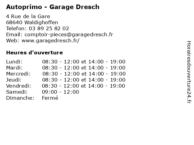 Autoprimo - Garage Dresch à Waldighoffen: adresse et heures d'ouverture