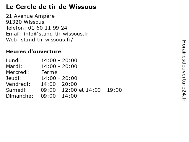 Le Cercle de tir de Wissous à Wissous: adresse et heures d'ouverture