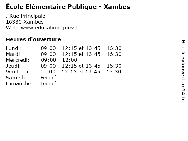 École Elémentaire Publique - Xambes à Xambes: adresse et heures d'ouverture