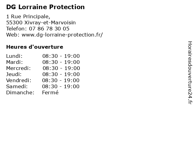 DG Lorraine Protection à Xivray-et-Marvoisin: adresse et heures d'ouverture